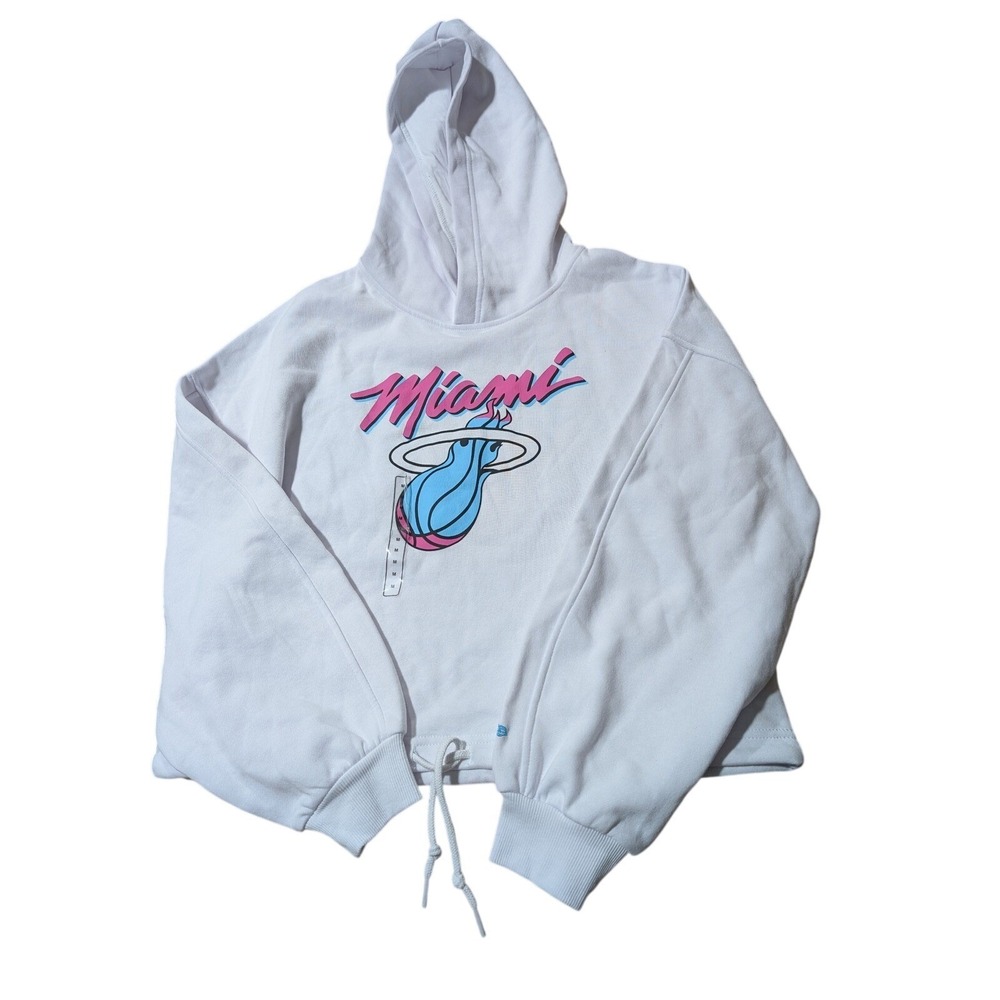 New Era Miami Heat Vice City Hoodie Womens Medium White Cropped NBA (MSRP $60)